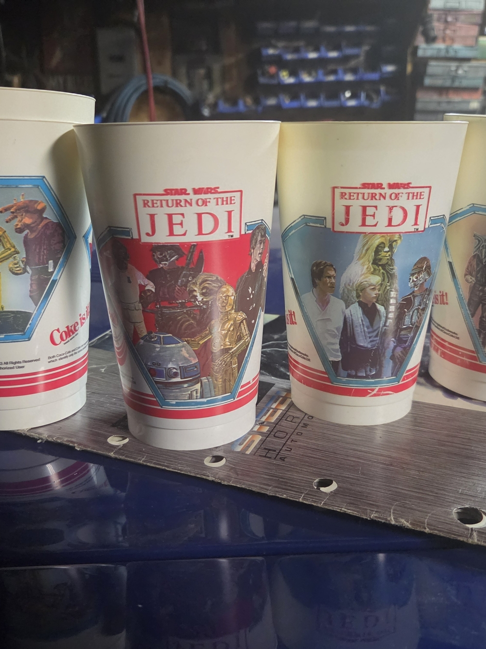 Return of the Jedi Themed Disposable Party Cups - Cream with Red & Blue Artwork